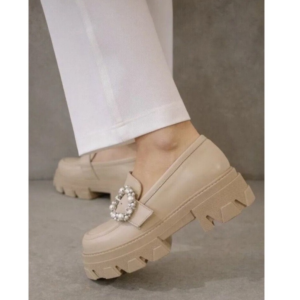 Alohas Platform Loafer Trailblazer Crystal Stone Beige EU 38 / US size 7.5 - Picture 5 of 15
